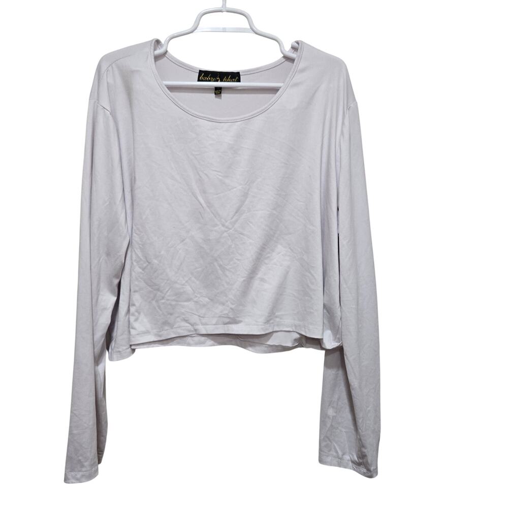 Baby Phat Womens 3X White Long Sleeve Scoop Neck Crop Top Y2K Plus